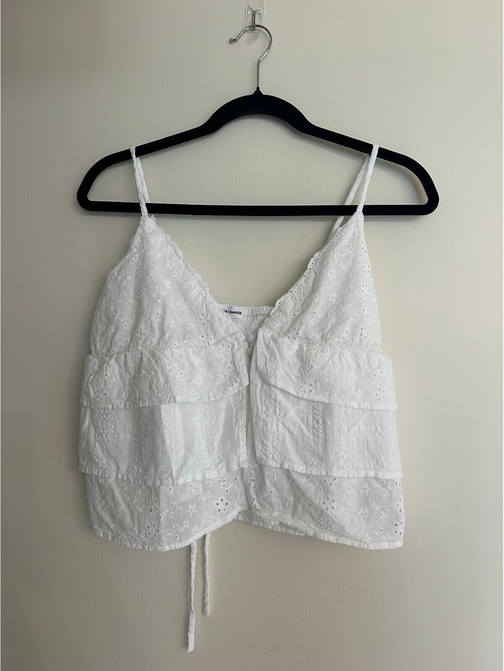 Love On A Hanger White Eyelet Open Front Tank M